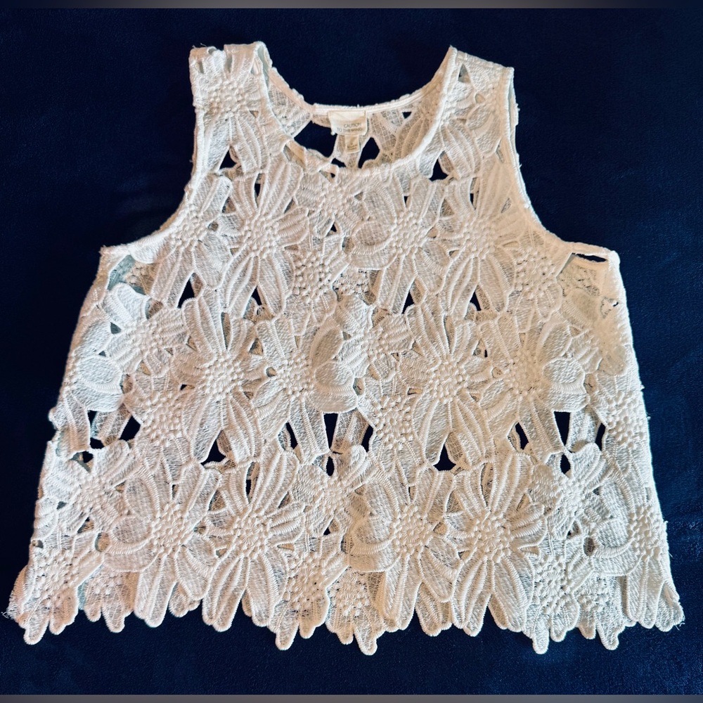 EUC Caution to the Wind-White Daisy Lace Crop Top. Size M. - Picture 3 of 11
